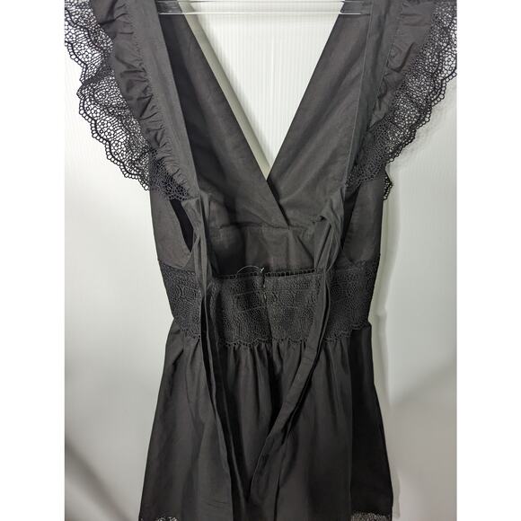 Magali Pascal Vivienne Black Mini Dress Eyelet Lace Detail Backless with Tie S - Picture 6 of 9